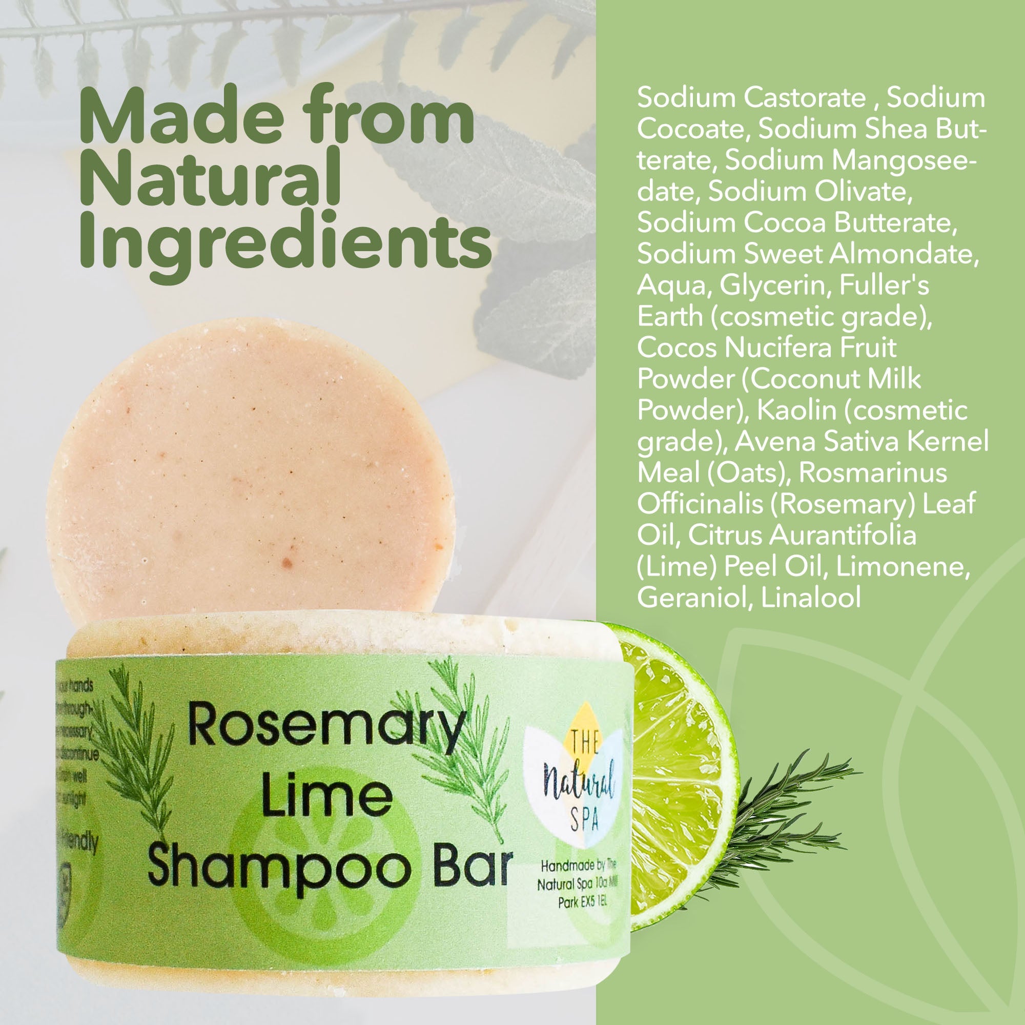 Rosemary & Lime Shampoo Bar | Natural Hair Wash for All Hair Types | Vegan, Plastic-Free Hair Care